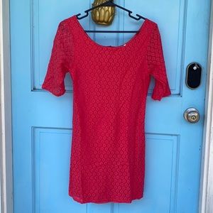 Buttons Hot Pink Lacy Zippered Dress size M